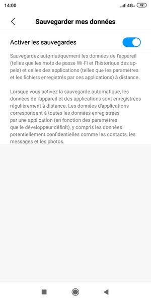 Sélectionnez le bouton Retour