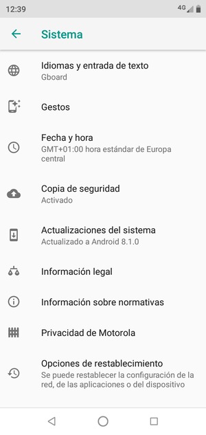 Seleccione Actualización del sistema