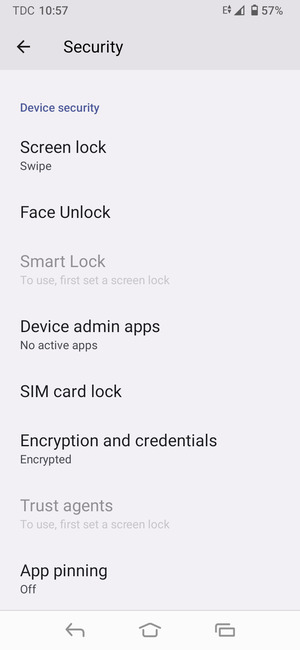 Scroll to and select SIM card lock