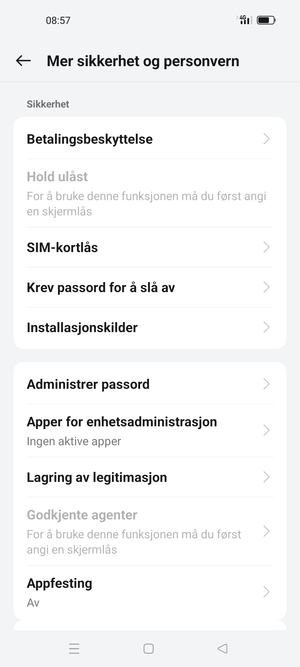 Bla til og velg  SIM-kortlås
