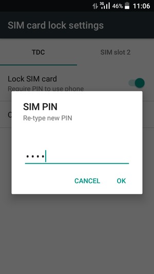 Confirm your new SIM PIN and select OK