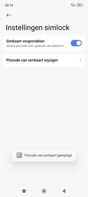Uw Sim-pincode is gewijzigd