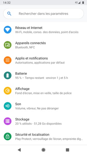 Sélectionnez Réseau et Internet