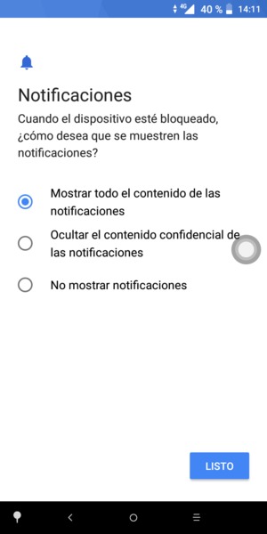 Seleccione la opción deseada y seleccione LISTO