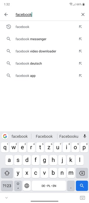 Geben Sie den Namen der App ein und wählen Sie Suchen