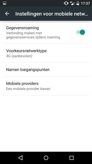 Schakel Gegevensroaming in of uit