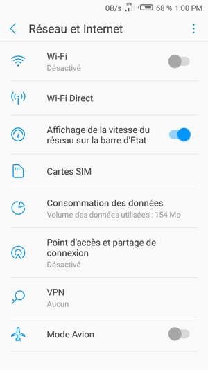 Sélectionnez Cartes SIM