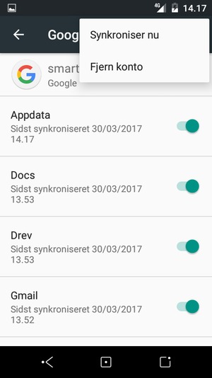 Vælg Synkroniser nu
