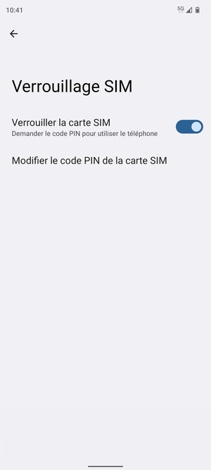 Sélectionnez Modifier le code PIN de la carte SIM