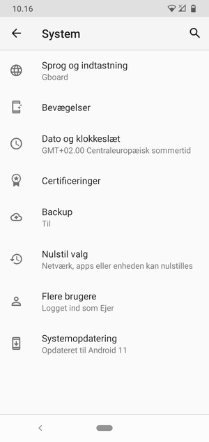 Vælg Systemopdatering