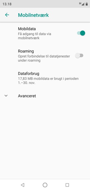 Vælg Avanceret