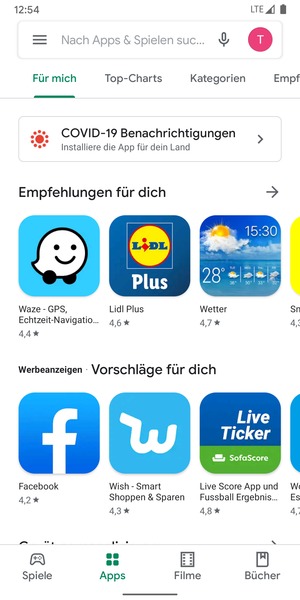 Wählen Sie die Suchleiste