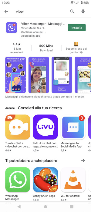 Seleziona l'applicazione