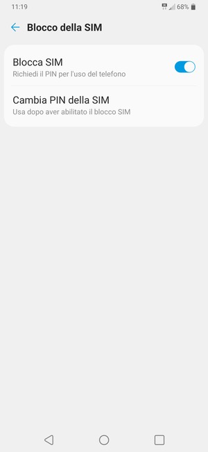 Seleziona Cambia PIN della SIM