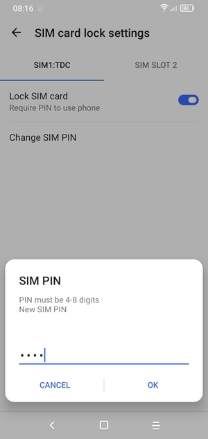 Enter your New SIM PIN and select OK