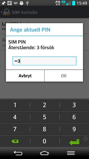 Ange din nuvarande SIM PIN och välj OK