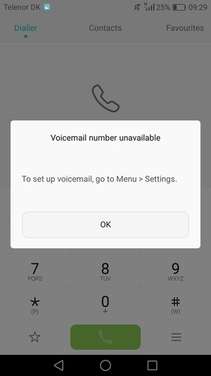 If your voicemail is not set up, select OK