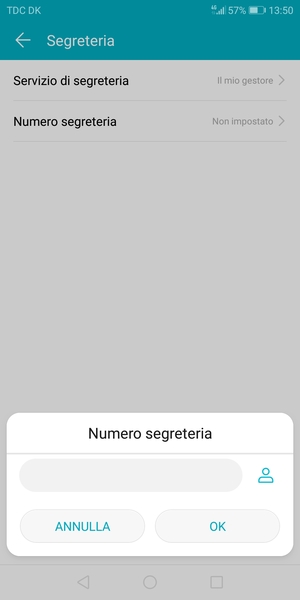 Inserisci Numero segreteria e seleziona OK