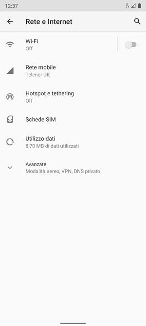 Seleziona Rete mobile