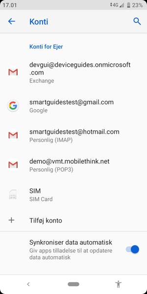 Vælg din Google konto