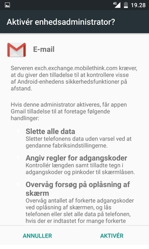 Vælg AKTIVÉR
