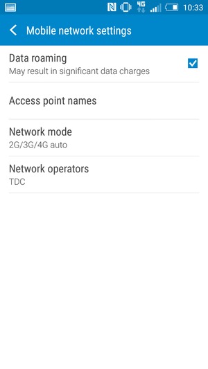 Turn Data roaming on or off