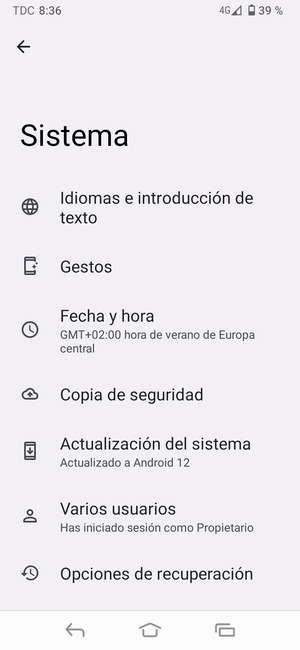 Seleccione Copia de seguridad