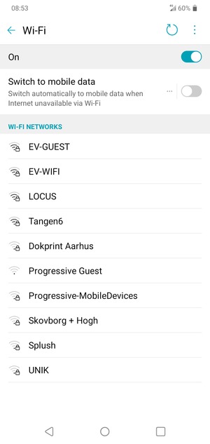 Select the wireless network you want to connect to