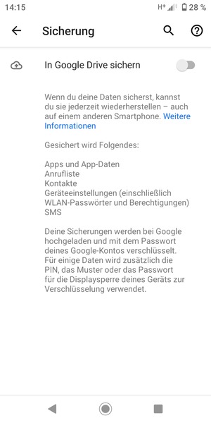 Schalten Sie In Google Drive sichern ein