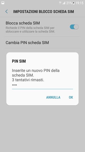 Inserisci Nuovo PIN della scheda SIM e seleziona OK