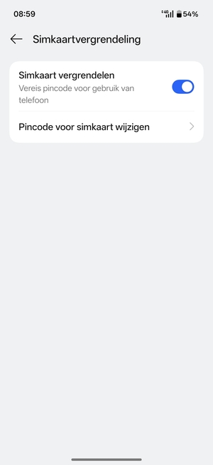 Selecteer  Pincode voor simkaart wijzigen