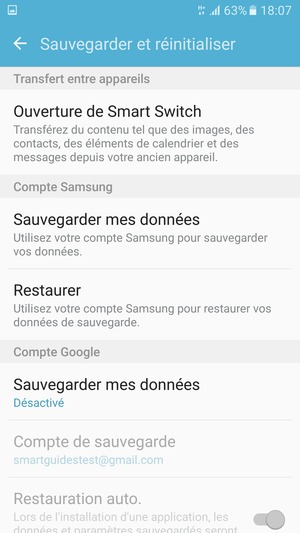 Sélectionnez Sauvegarder mes données