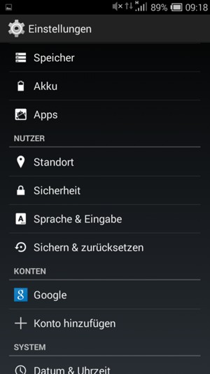 Scrollen Sie und wählen Sie Sicherheit