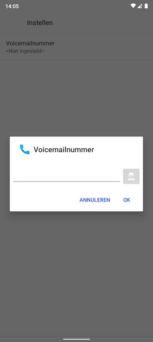 Voer het Voicemailnummer in en selecteer OK