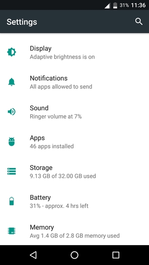 Scroll to and select Battery