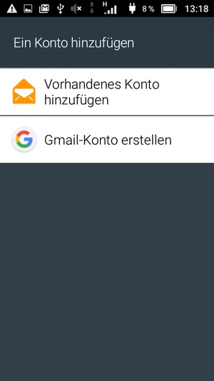 Wählen Sie Vorhandenes Konto hinzufügen