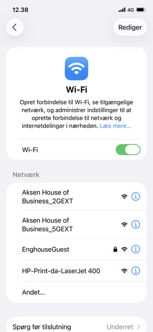 Vælg det trådløse netværk, du ønsker at oprette forbindelse til
