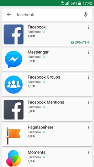 Selecteer de app