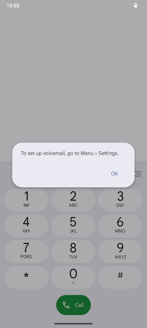 If your voicemail is not set up, select OK
