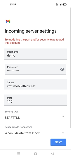 Select Security type