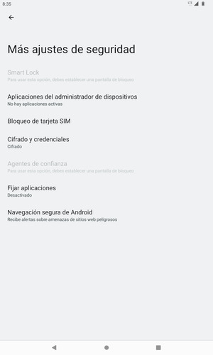 Seleccione Bloqueo de tarjeta SIM