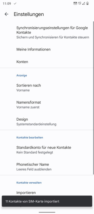 Ihre Kontakte werden in Ihrem Google Konto gespeichert und auf Ihrem Handy gespeichert, wenn Google das nächste Mal synchronisiert wird.
