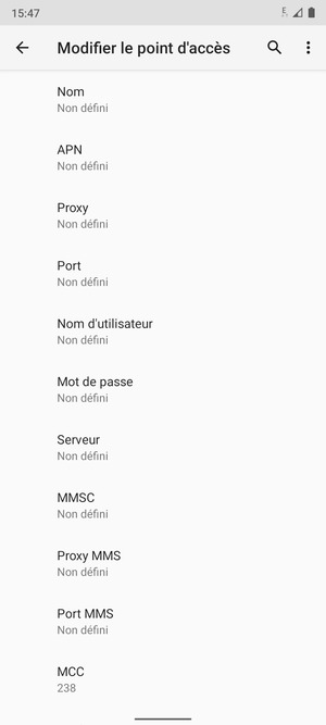 Saisissez les informations MMS