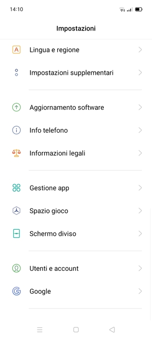Scorri e seleziona Aggiornamento software
