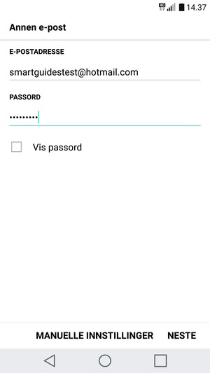 Skriv inn e-postadresse og passord. Velg NESTE