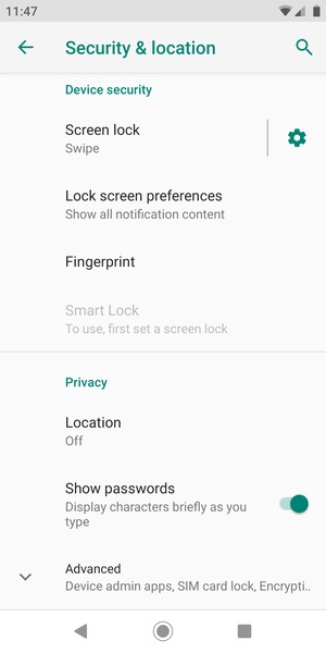 Scroll to and select Advanced
