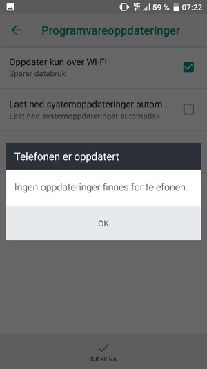 Hvis telefonen din er oppdatert, velg OK