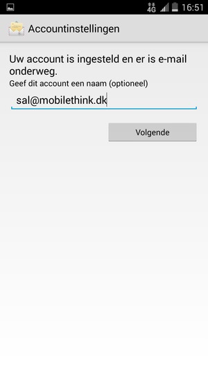 Geef uw account een naam en selecteer Volgende