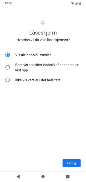 Velg ønsket alternativ og velg Ferdig