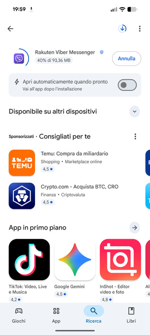 Attendi il completamento del processo di installazione